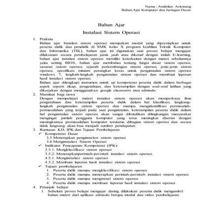 Bahan ajar rpp  instalasi sistem operasi