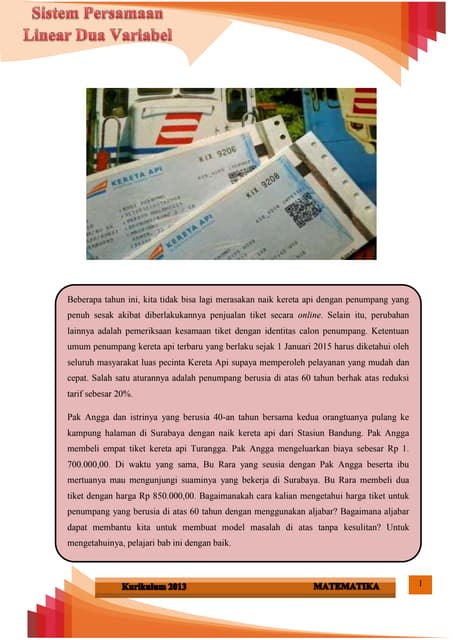 Bahan ajar sistem persamaan linear dua variabel kelas viii