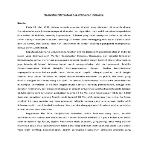 Bahan Kegagalan Tak Terduga Kepemimpinan Indonesia