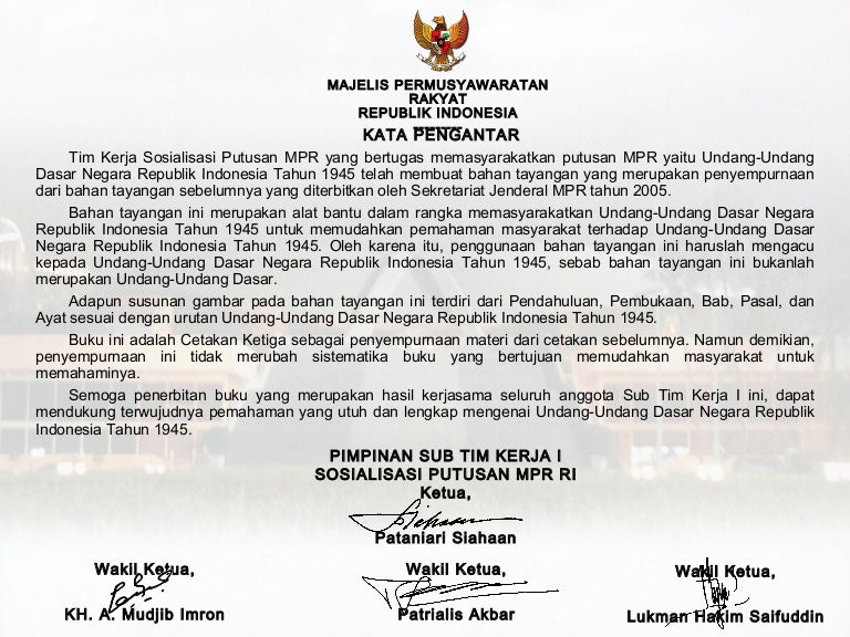 Naskah Teks Pembukaan Undang Undang Dasar 1945 - Berbagi Teks Penting