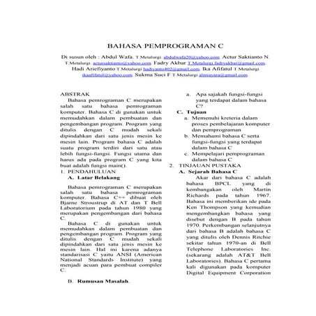 Bahasa Pemprograman c
