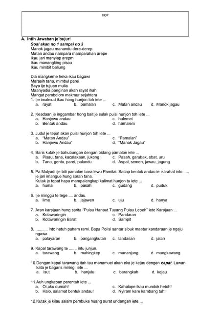 Soal Mulok Dan Kunci Jawaban Sd Guru Galeri