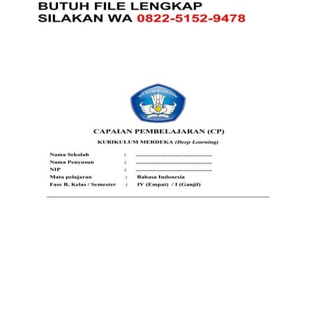Modul Ajar Deep Learning Bahasa Indonesia Kelas 4 SD Terbaru 2025 | DOCX
