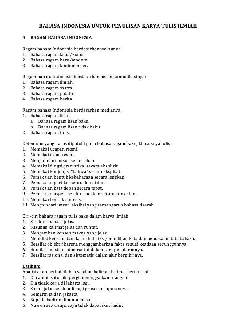Bahasa Indonesia Untuk Penulisan Karya Tulis Ilmiah