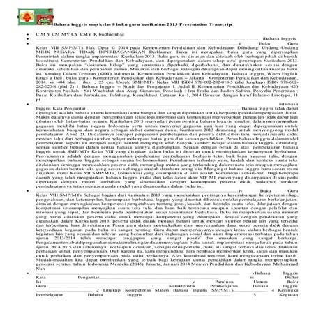 Bahasa Inggris Smp Kelas 8 Buku Guru Kurikulum 2013 Presentation Docx