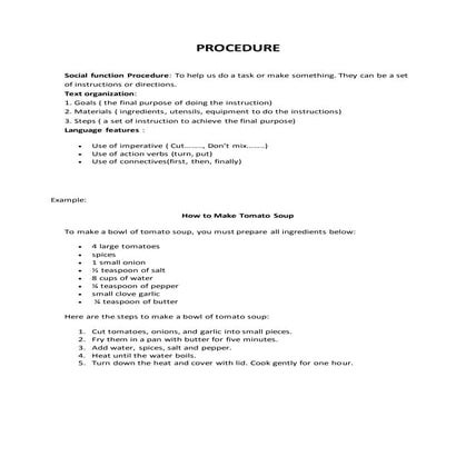 Materi Bahasa Inggris : PROCEDURE RECOUNT NARRATIVE DESCRIPTION etc