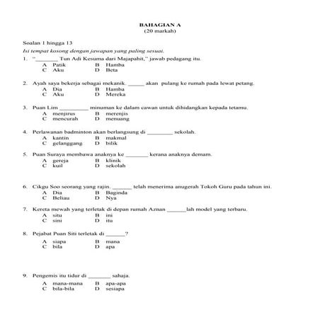 Bahasa malaysia kertas 1