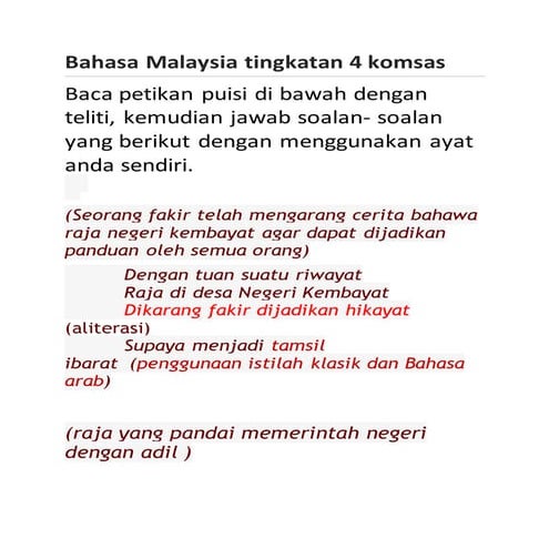 Bahasa malaysia tingkatan 4 komsas