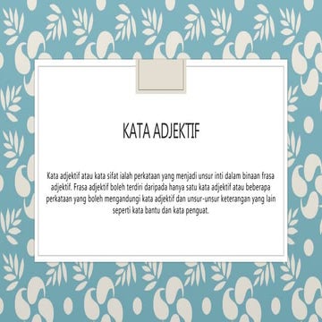 Bahasa melayu STPM Kata Adjektif 