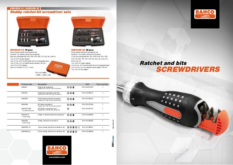 BAHCO 808050 Ratchet Bit Screwdriver