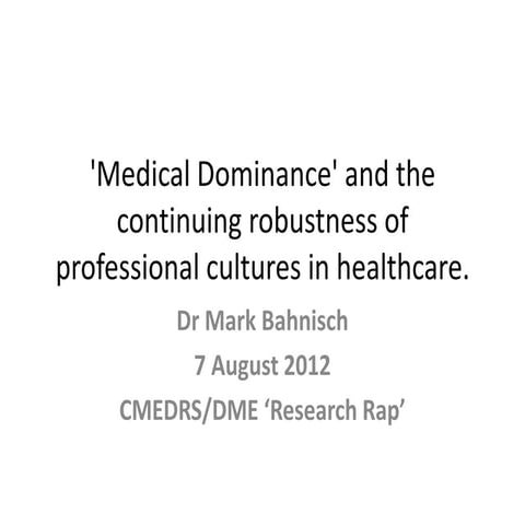 Bahnisch research rap 070812