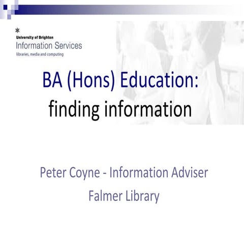 Ba (hons) education, year1 finding info