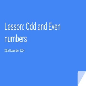 a presentation of a lesson plan on Odd and even