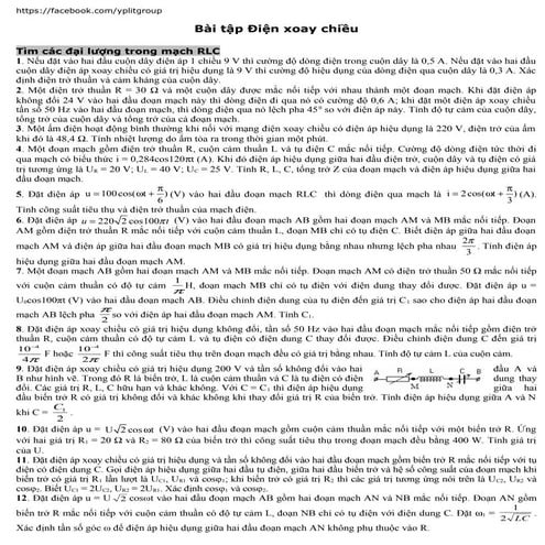 Bài tập điện xoay chiều