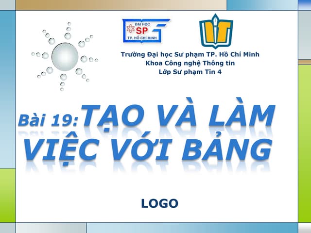 Bài 19: Tạo và làm việc với bảng