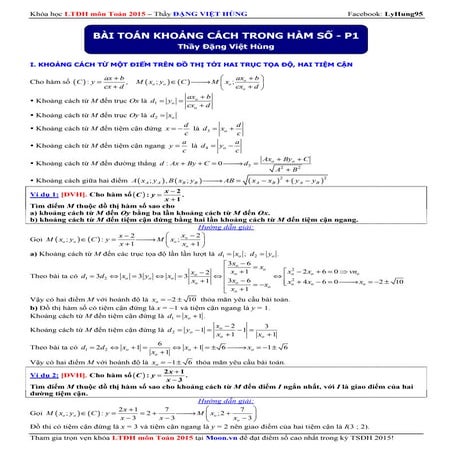 Khoảng cách trong hàm số- phần 1