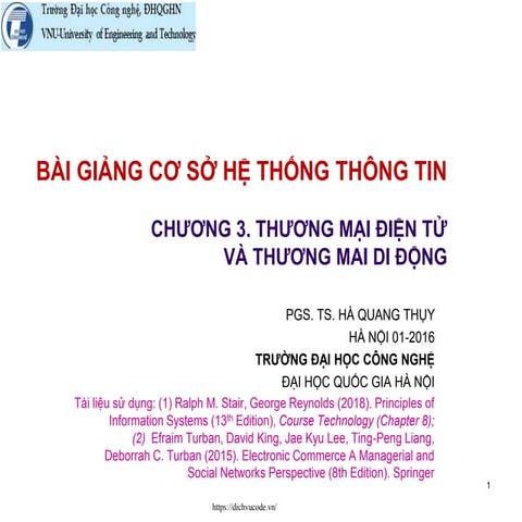 Bài giảng Cơ sở hệ thống thông tin - Chương 3. Thương mại điện tử và thương m...