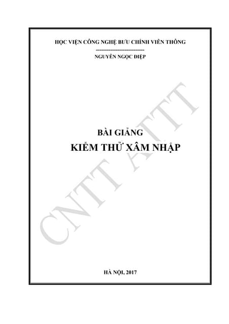 Bài giảng kiểm thử xâm nhập PTIT