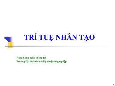 Bài giảng Trí Tuệ Nhân Tạo