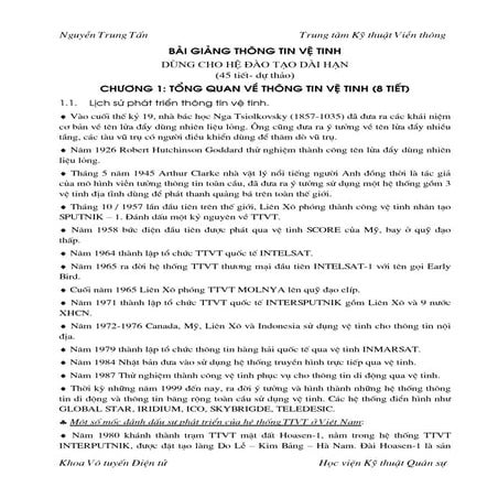 Bài Giảng Thông Tin Vệ Tinh VSAT - Nguyễn Trung Tấn