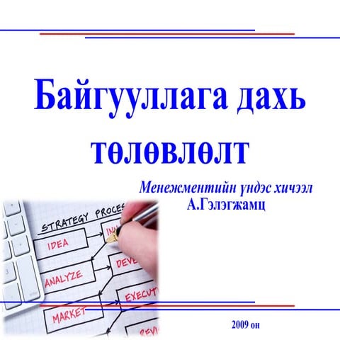 Байгууллага дахь төлөвлөлт, төлөвлөлтийн түвшин, төлөвлөгөөний ангилал, төлөл...