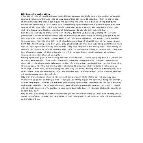 Bai hoc cho cuoc song hay day