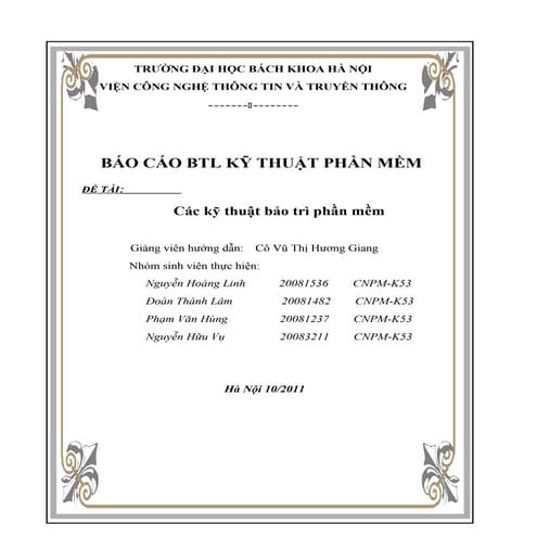 Các kỹ thuật bảo trì phần mềm