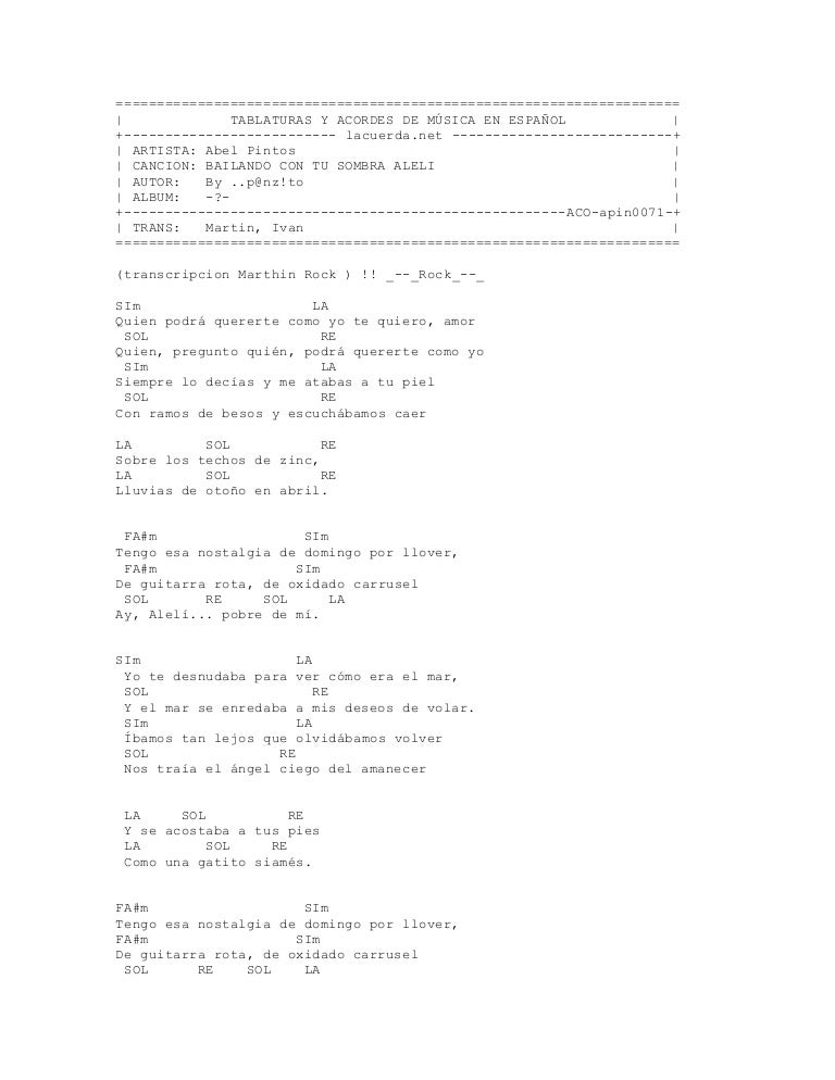 Bailando con tu sombra aleli