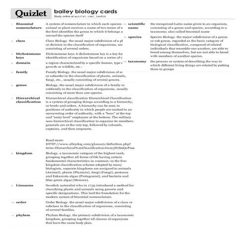 Bailey biology cards
