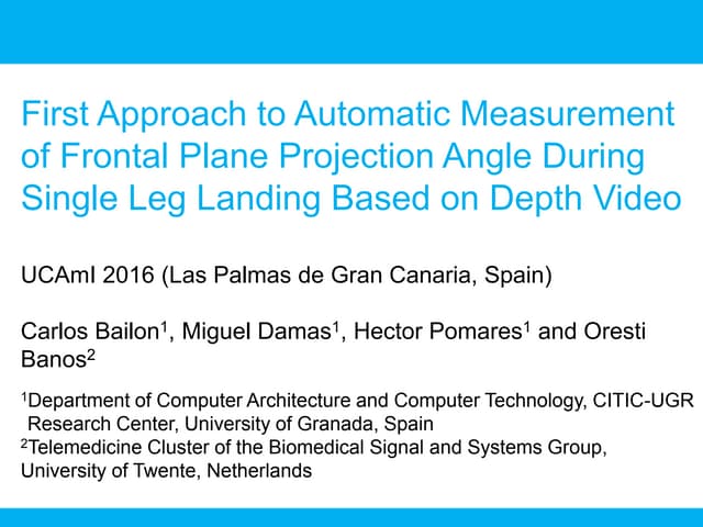 First Approach to Automatic Measurement of Frontal Plane Projection Angle During Single Leg Landing Based on Depth Video