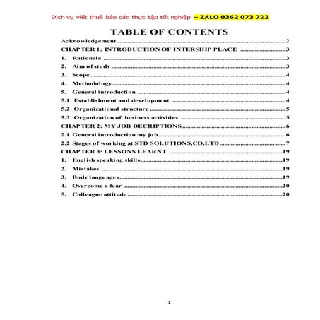 Bài Mẫu BÁO CÁO THỰC TẬP TIẾNG ANH THƯƠNG MẠI - ZALO 0362 073 722