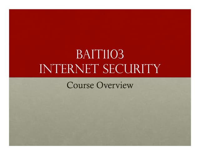 BAIT1103 Course Overview