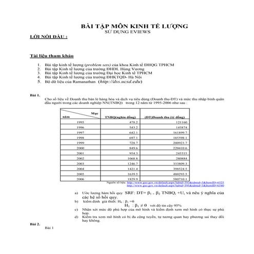 Bài tập kinh tế lượng dùng eviews