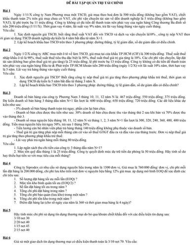 Bài tập quản trị tài chính và lời giải chi tiết 1428108