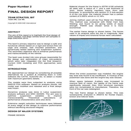 Baja project 2010 report by bangalore institue of tech