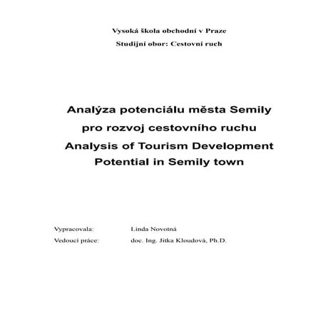 Analýza potenciálu města Semily pro rozvoj cestovního ruchu
