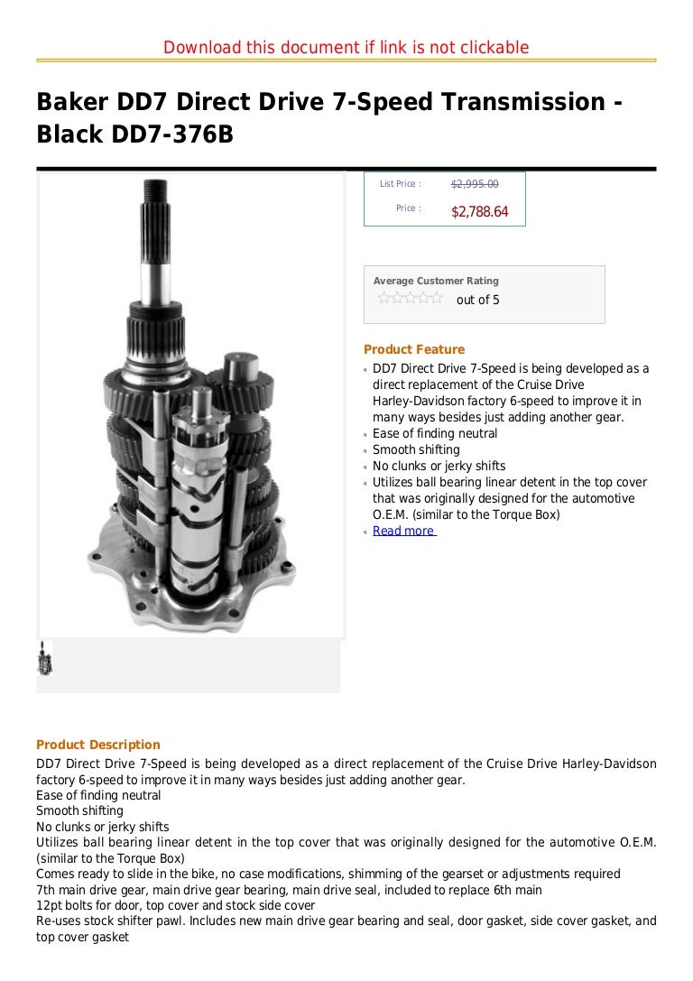 Baker dd7 direct drive 7 speed transmission black dd7376 b