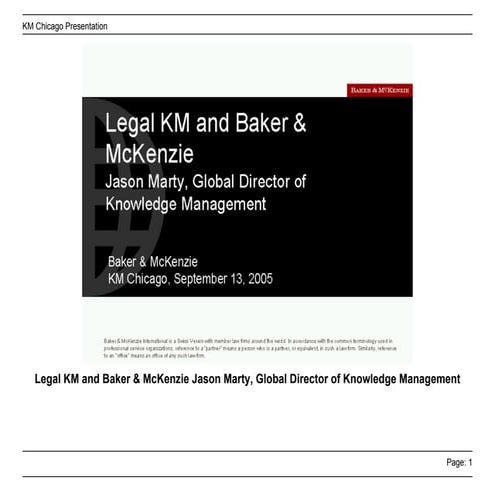 Legal KM and Baker & McKenzie | PDF