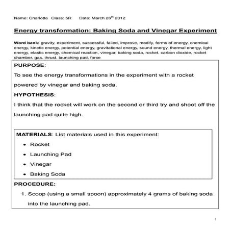 Baking soda and vinegar experiment report