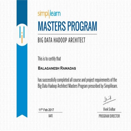 Balaganesh - Big Data Architect Master Program | PDF