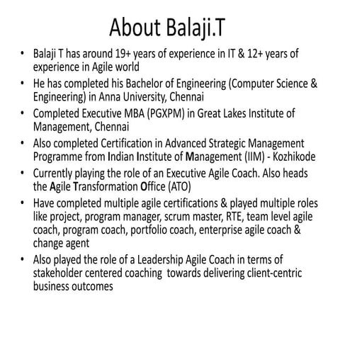 Agile Network India | Coaching for Agile Transformation Journey | Balaji.T