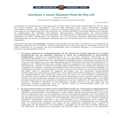 Sombras y luces: Balance final de Río+20