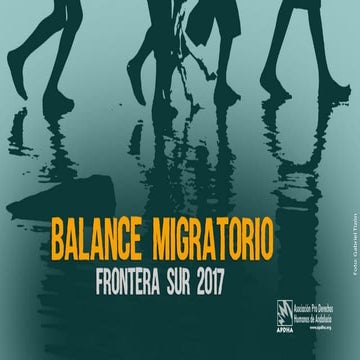 Balance Migratorio Frontera Sur 2017. Inmigración. Asociación Pro Derechos Humanos de Andalucía.