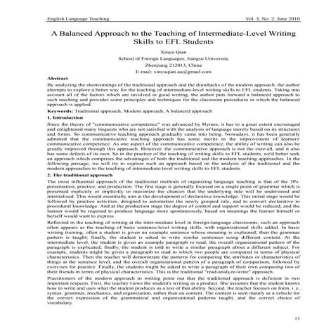 Balance approach efl student