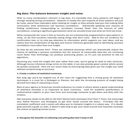 Balance between insight and noise indicia v2