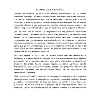 Balance de experiencia