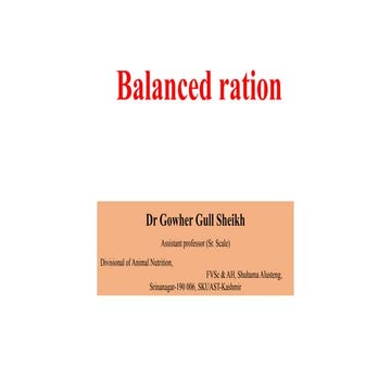 Balanced ration feeding of the livestock
