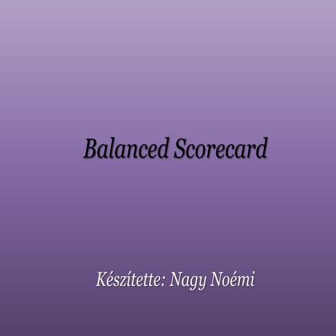 Balanced scorecard