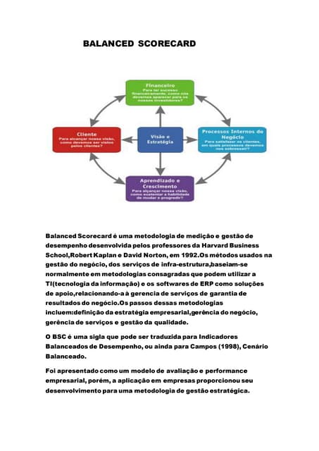 Aqui balanced scorecard chiavenato resumido | PDF