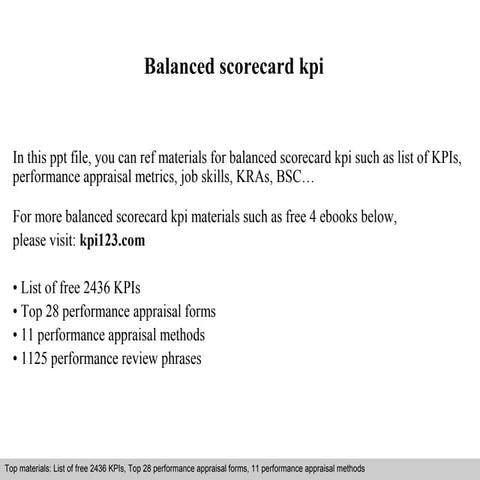 Balanced scorecard kpi